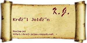 Král Jolán névjegykártya